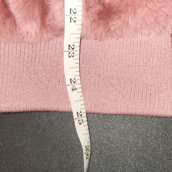 MISS SELFIE DUSTY PINK FAUX FUR JACKET WOMENS SIZE L - Picture 11 of 12